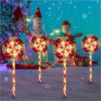 Hiboom Christmas Candy Cane Lights Outdoor, 4 Pcs