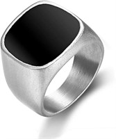 Black Top Square Signet Men's Ring