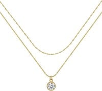 14k Gold-pl. .25ct White Sapphire Layered Necklace