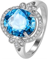 Vintage Oval 4.32ct Blue & White Sapphire Ring