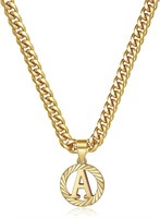 14k Gold-pl. Initial "a" Cuban Chain Necklace