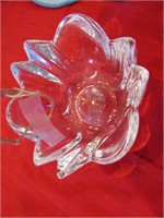 Signed 1950s Tulip Tea Light Crystal Holder