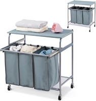 $65--3Bag Laundry Cart GREY