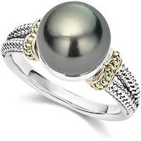 Unique 10mm Gray Pearl Vintage Ring