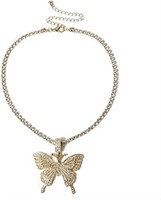Gold-pl 9.50ct White Topaz Butterfly Necklace