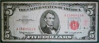 1963 Red Seal $5 Bill A 11800423 A