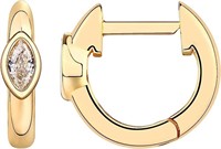14k Gold-pl Marquise .10ct White Topaz Earrings
