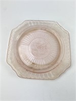 Pink Depression Glass Plate 9.5 x9.5"
