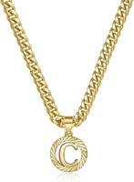 14k Gold-pl. Initial "c" Cuban Chain Necklace