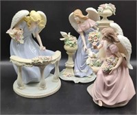 (3) Porcelain Angel Statues