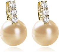 14k Gold-pl. 6.84ct Topaz & Brown Pearl Earrings