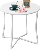 Patio Side Table  18x18 Inch  White