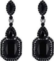 Elegant 3.00ct Black Austrian Crystal Earrings