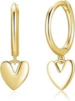 14k Gold-pl. Minimalist Heart Hoop Earrings