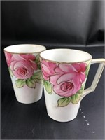 2 NIPPON Antique Hand Painted Mugs