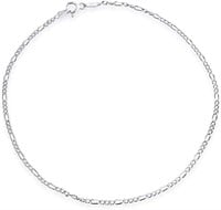Italian Sterling Silver Figaro Chain Anklet