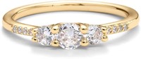 14k Gold-pl .49ct White Sapphire 3-stone Ring