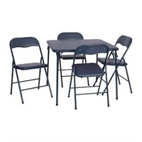 Flash Furniture 5 Piece Navy Folding Card Table an