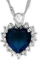 Heart 5.75ct Sapphire & White Topaz Necklace