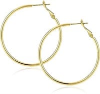 14k Gold-pl 50mm Large Hoop Earrings
