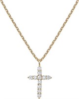 14k Gold-pl. .22ct White Sapphire Cross Necklace