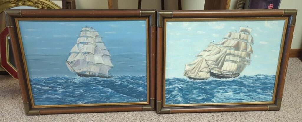 (2) Nautical Themed Paintings by JF Donnelly