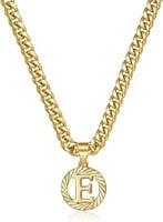 14k Gold-pl. Initial "e" Cuban Chain Necklace