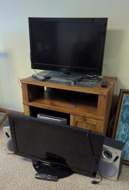 (2) 32-In TVs, Stereo System and TV stand