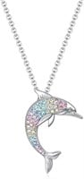 Cute .80ct Gemstone Dolphin Necklace