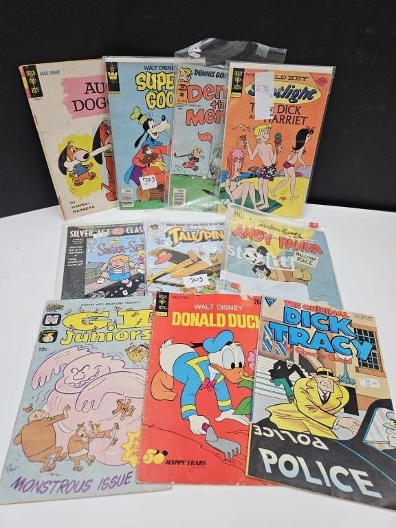 Comic Books, Donald Duck ,Dick Tracy, Auggie Doggi