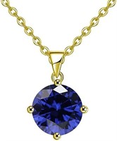 18k Gold-pl. 2.00ct Blue Sapphire Stud Necklace