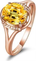 18k Rose Gold-pl 2.00ct Citrine & White Topaz Ring