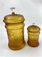 Vintage Frosted Etched Glass Canisters