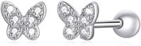 Round .20ct White Sapphire Butterfly Earrings
