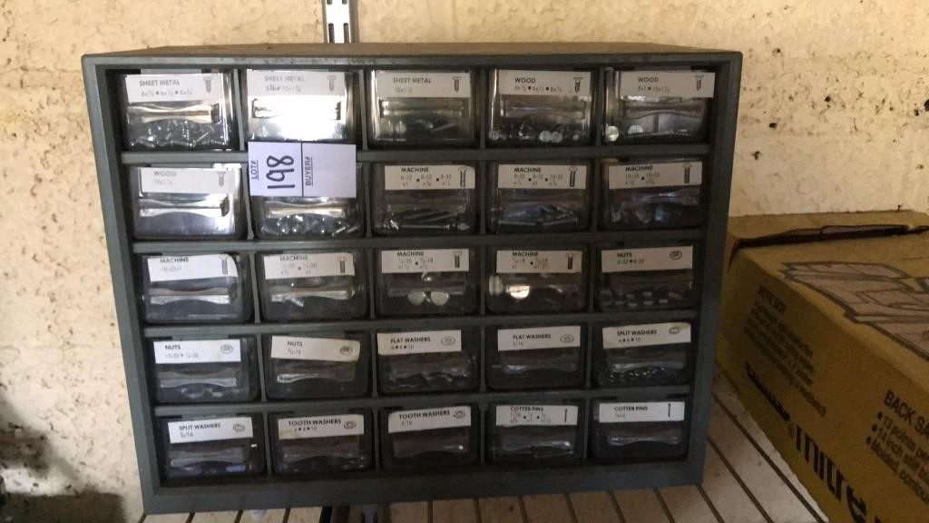 Hardware organizer with contents