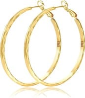 18k Gold-pl 40mm Chunky Hoop Earrings