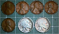 7 Coin 1929-1940 Pennies and Buffalo Nickels