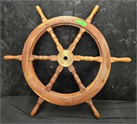 Vintage Wood Ship Wheel - Brass/Wood