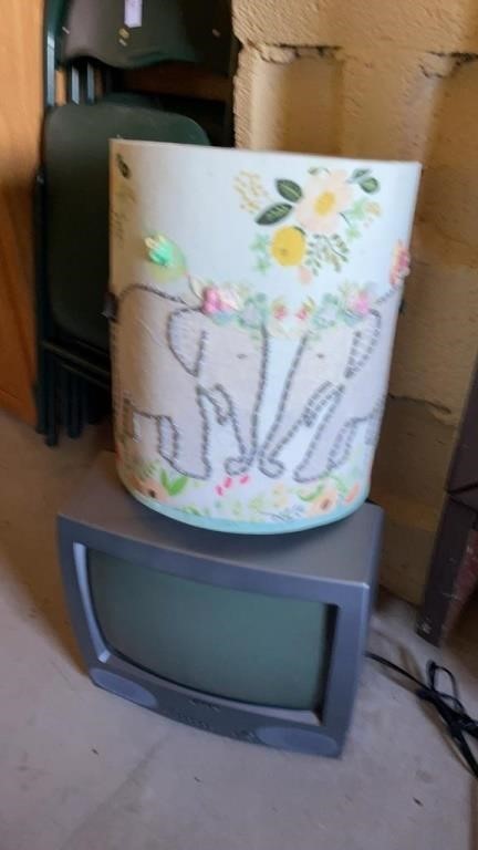 Vintage Apex television & elephant toy bin