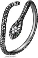 Unique .12ct Emerald & Topaz Black Snake Ring