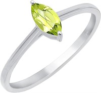 Natural Marquise-cut .59ct Peridot Solitaire Ring