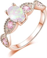 Oval 1.33ct White Fire Opal & Pink Topaz Ring