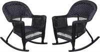 Jeco , Set of 2 Wicker Rocker Chairs, Black