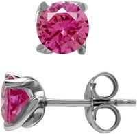 Elegant Round 1.96ct Pink Tourmaline Stud Earrings