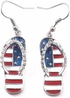 Cool .08ct Topaz American Flag Flip-flop Earrings