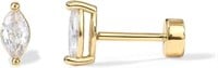 14k Gold-pl Marquise .40ct White Sapphire Earrings