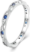 Gold-pl. .54ct White & Blue Sapphire Eternity Ring