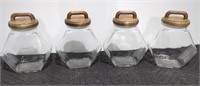 (4) Vintage Six-Sided Glass Canister