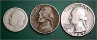 1960 D Dime, 1946 P Nickel, 1967 Quarter