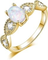 Oval 1.33ct White Fire Opal & White Topaz Ring